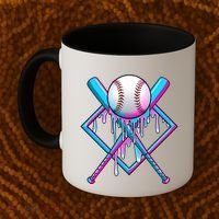 Cool Cute Neon Paint Baseball Bat Ball Diamond Coffee Mug thumb 2