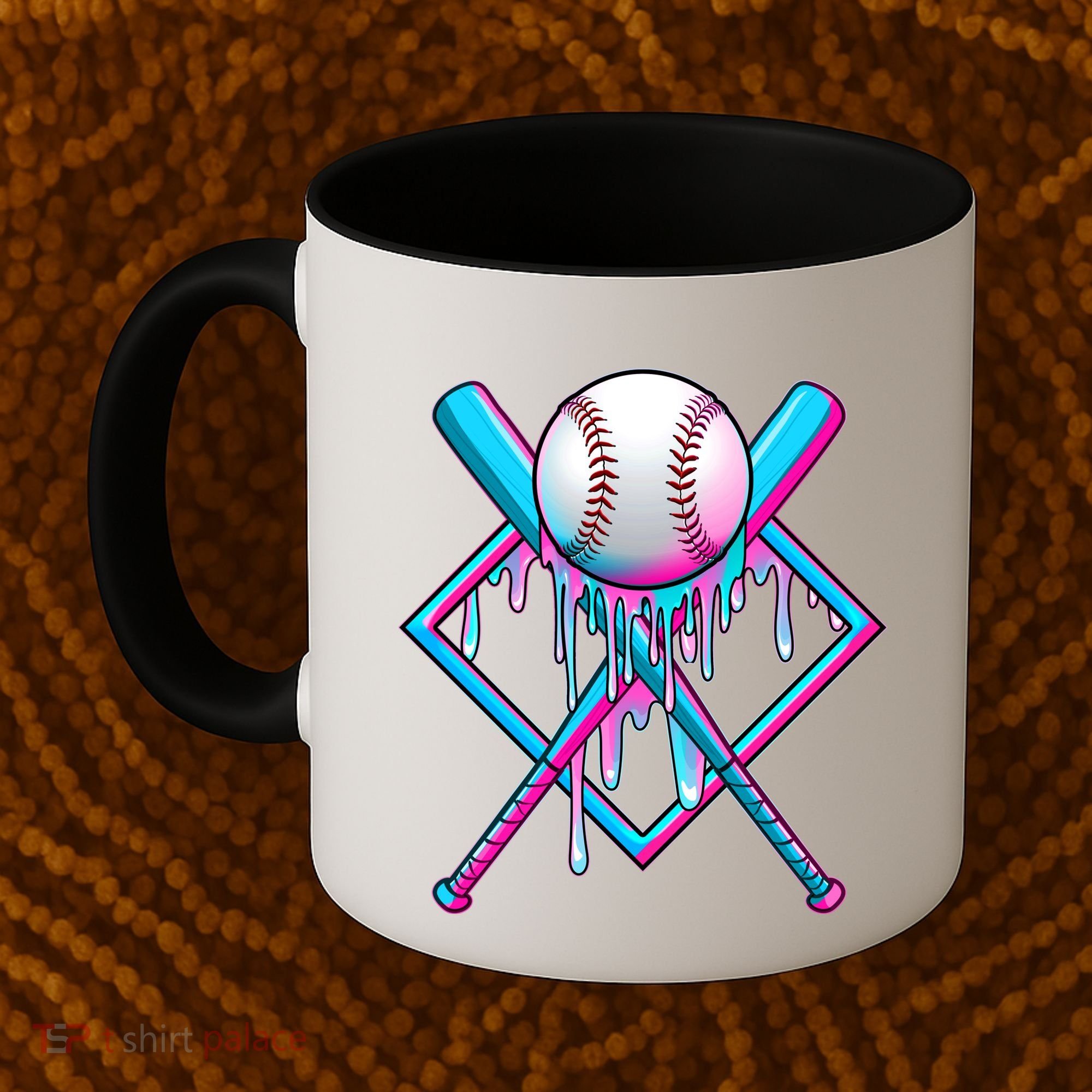 Cool Cute Neon Paint Baseball Bat Ball Diamond Coffee Mug