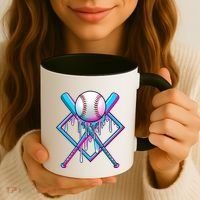 Cool Cute Neon Paint Baseball Bat Ball Diamond Coffee Mug thumb 3