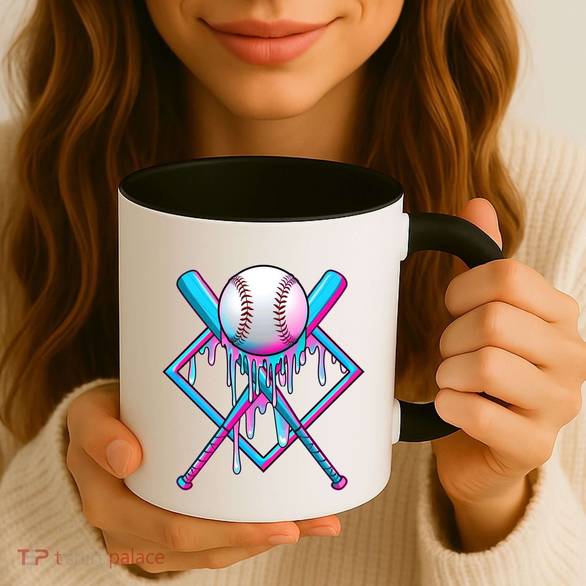 Cool Cute Neon Paint Baseball Bat Ball Diamond Coffee Mug