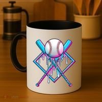 Cool Cute Neon Paint Baseball Bat Ball Diamond Coffee Mug thumb 4