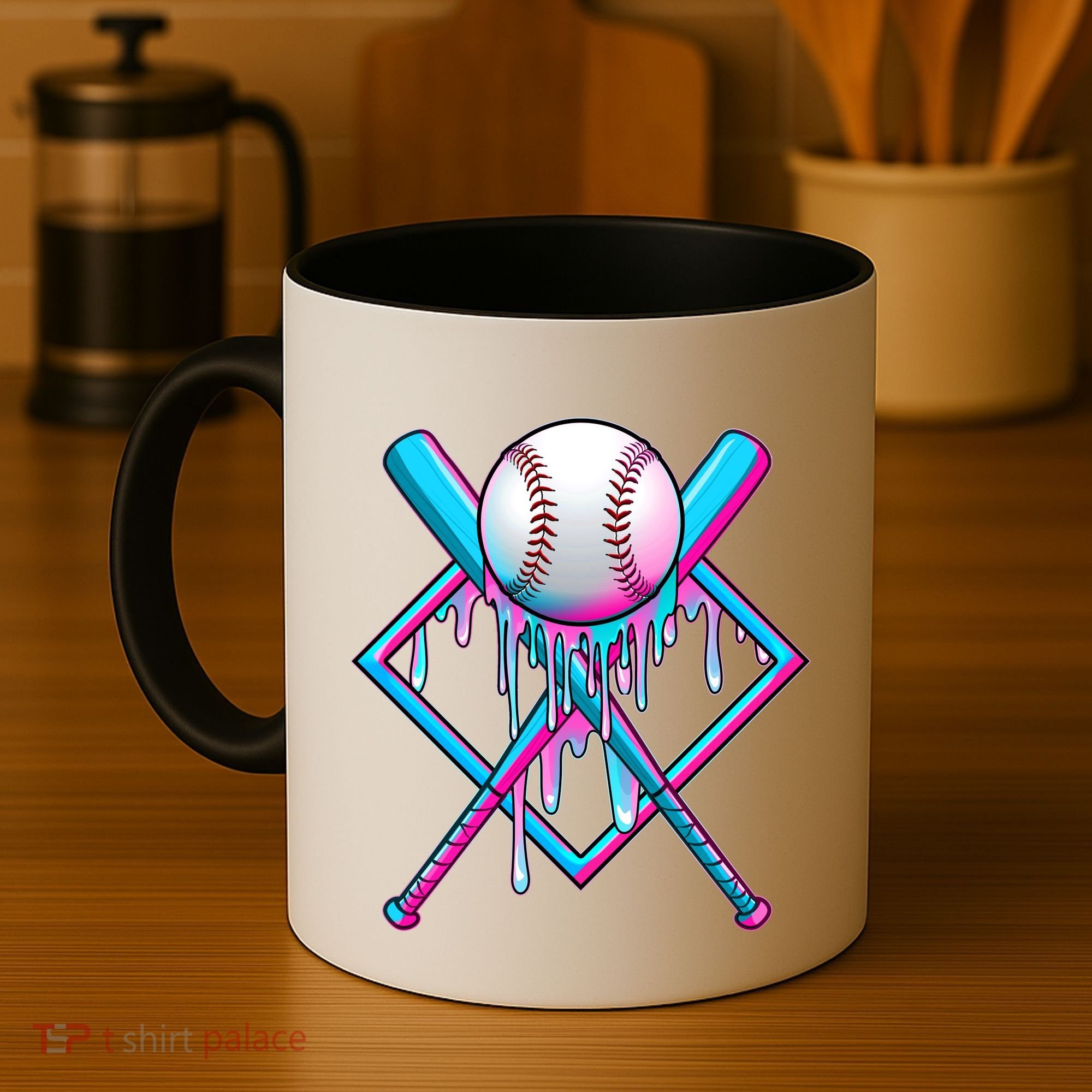 Cool Cute Neon Paint Baseball Bat Ball Diamond Coffee Mug