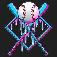 Cool Cute Neon Paint Baseball Bat Ball Diamond Tumbler thumb 3