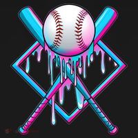 Cool Cute Neon Paint Baseball Bat Ball Diamond Ornament thumb 1
