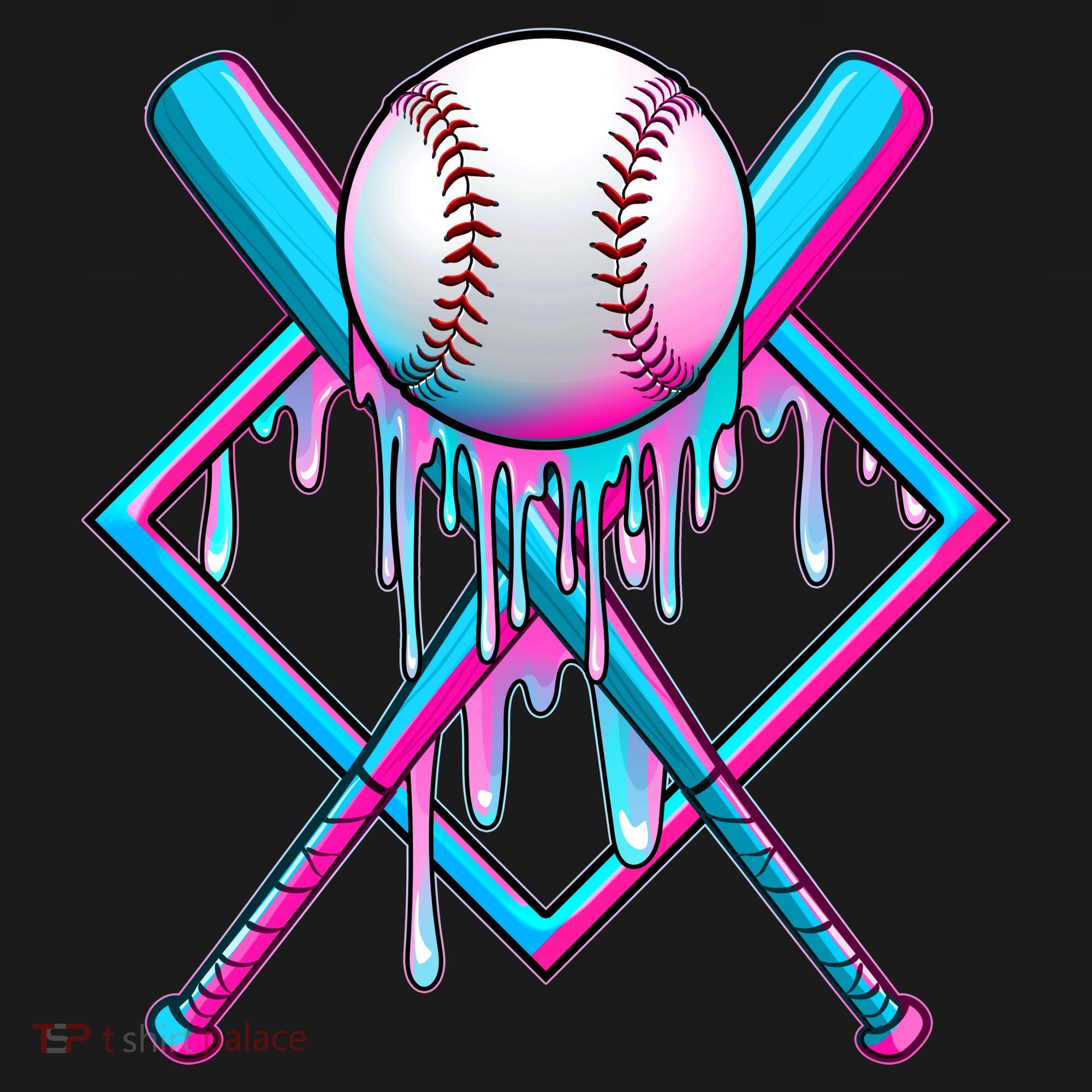 Cool Cute Neon Paint Baseball Bat Ball Diamond Ornament