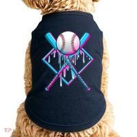 Cool Cute Neon Paint Baseball Bat Ball Diamond Doggie Tank thumb 0