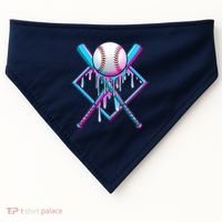 Cool Cute Neon Paint Baseball Bat Ball Diamond USA-Made Doggie Bandana thumb 0