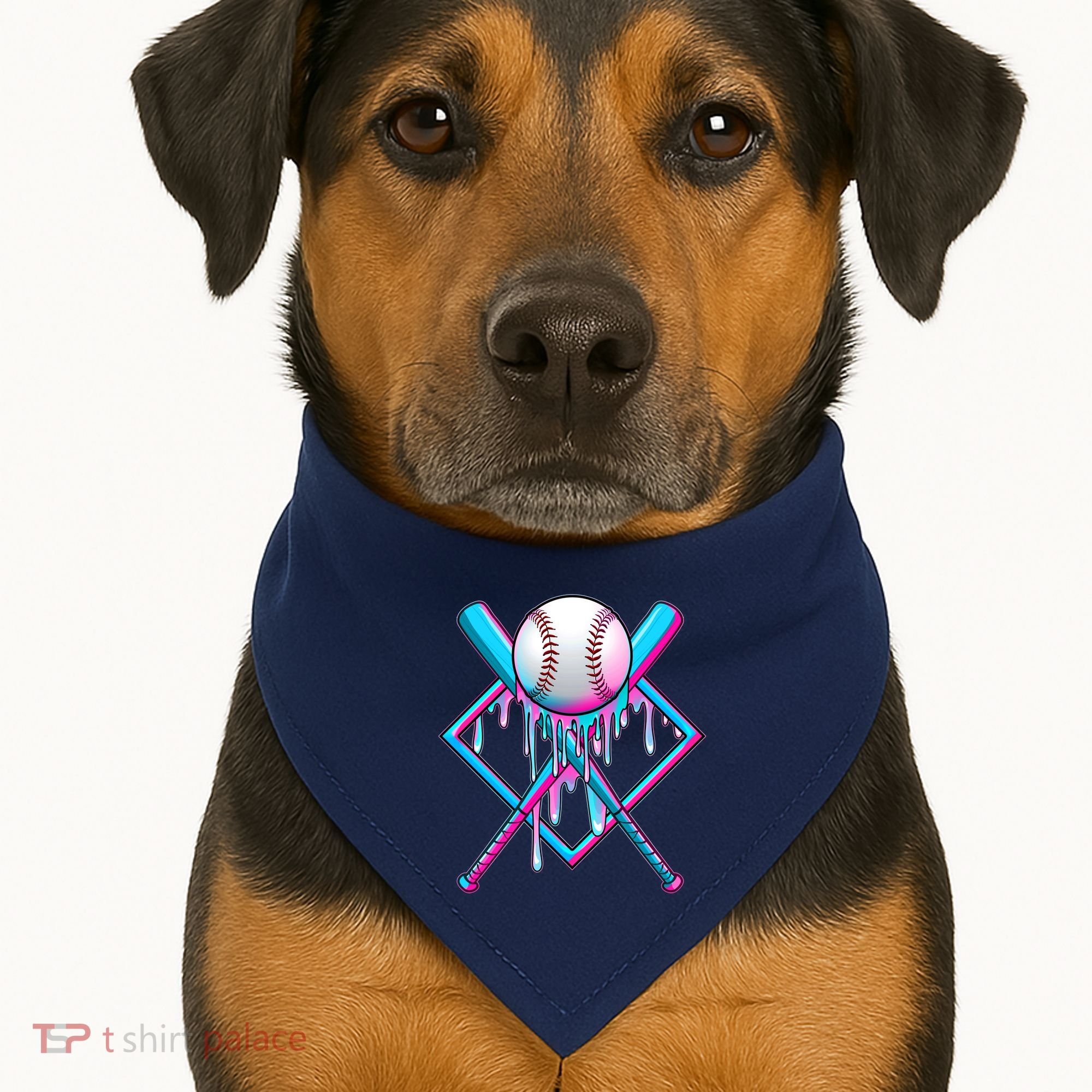 Cool Cute Neon Paint Baseball Bat Ball Diamond USA-Made Doggie Bandana