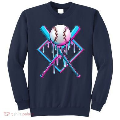 Cool Cute Neon Paint Baseball Bat Ball Diamond Sweatshirt