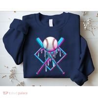 Cool Cute Neon Paint Baseball Bat Ball Diamond Sweatshirt thumb 2
