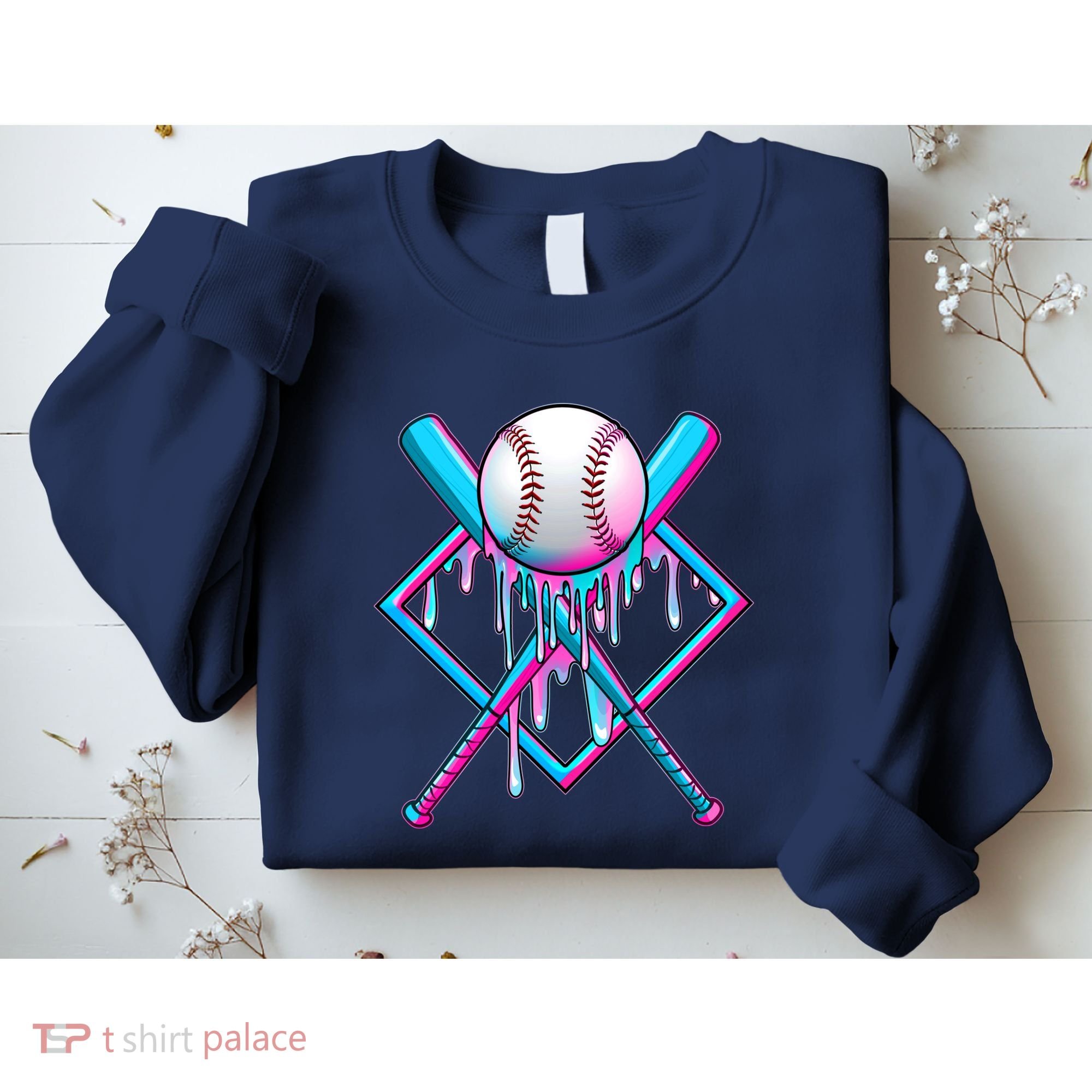 Cool Cute Neon Paint Baseball Bat Ball Diamond Sweatshirt