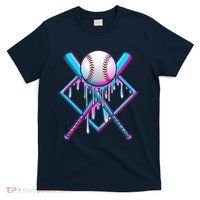 Cool Cute Neon Paint Baseball Bat Ball Diamond T-Shirt thumb 0