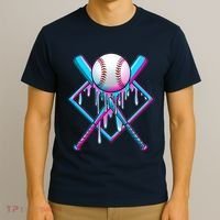 Cool Cute Neon Paint Baseball Bat Ball Diamond T-Shirt thumb 3