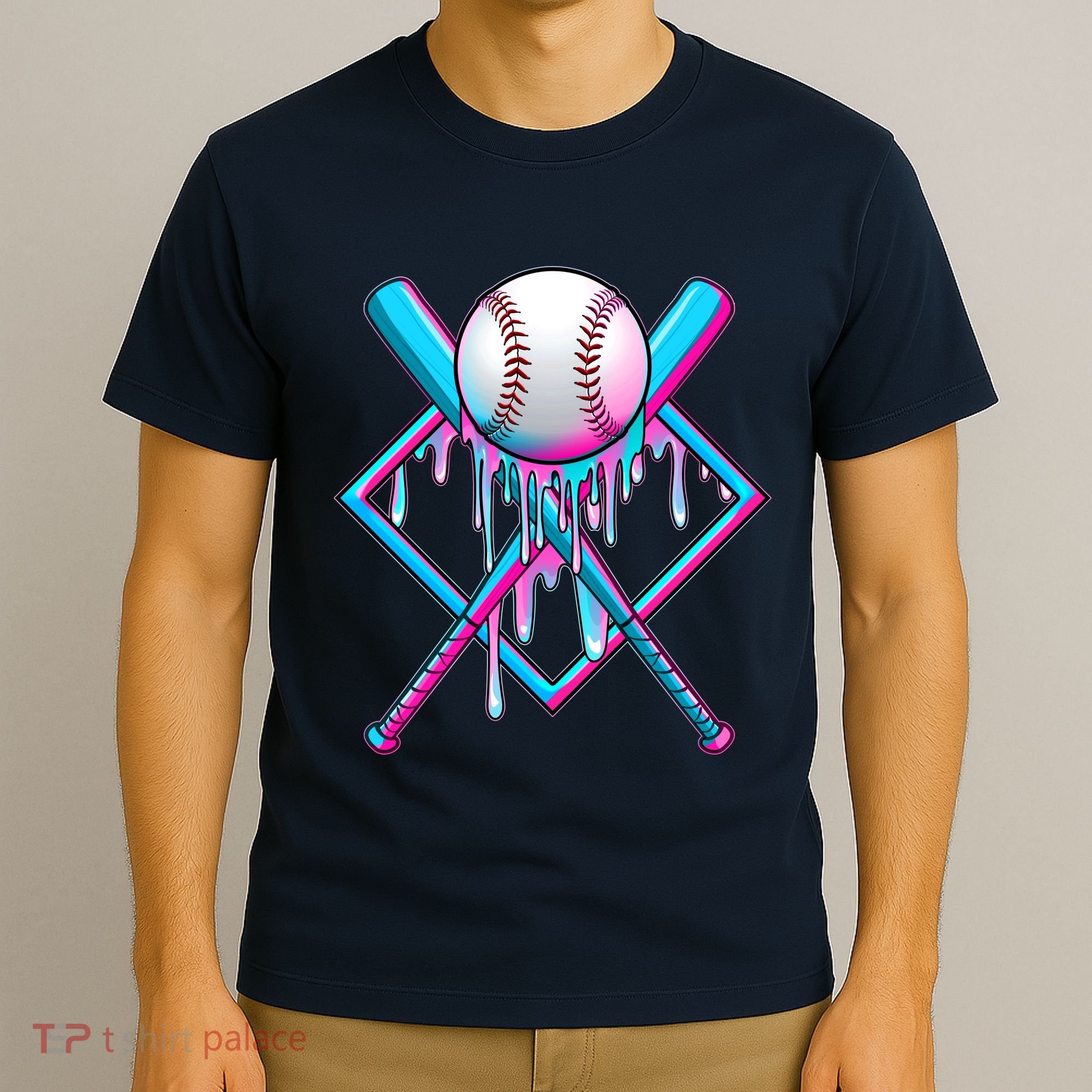 Cool Cute Neon Paint Baseball Bat Ball Diamond T-Shirt