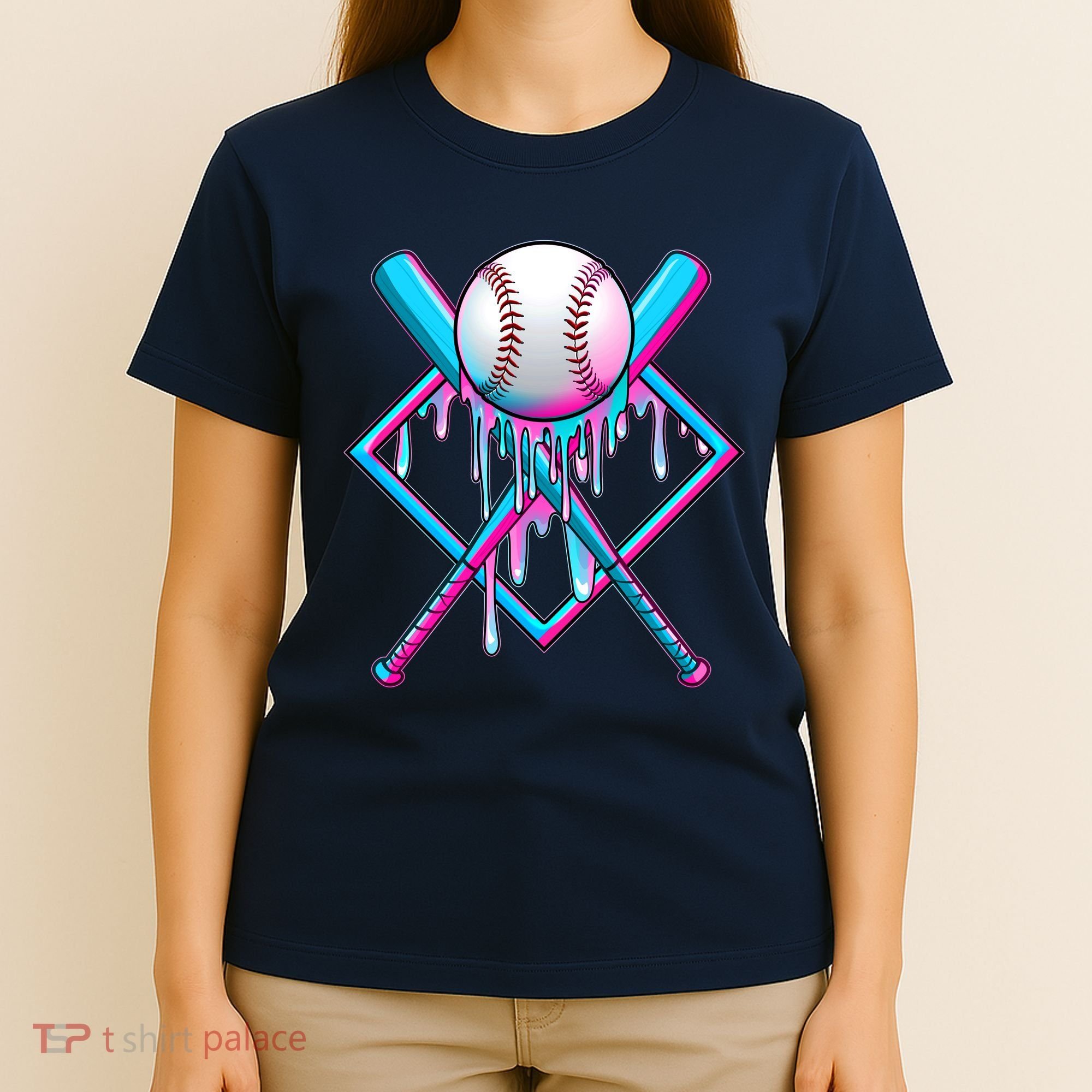 Cool Cute Neon Paint Baseball Bat Ball Diamond T-Shirt