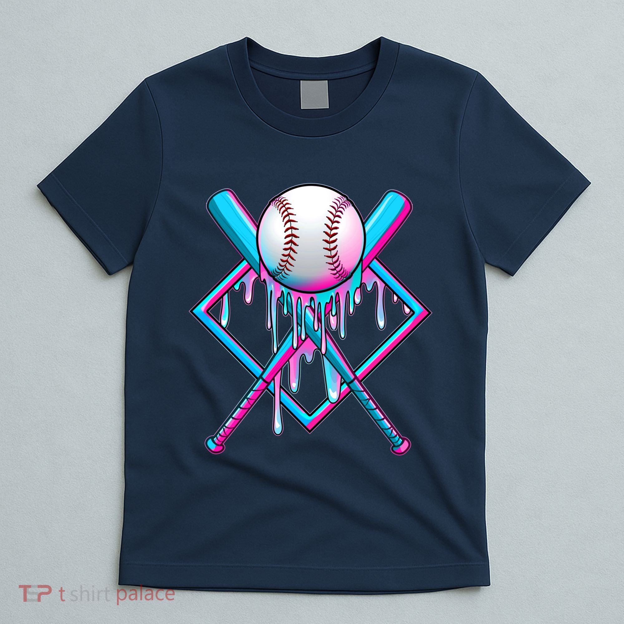 Cool Cute Neon Paint Baseball Bat Ball Diamond T-Shirt