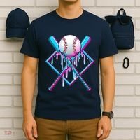 Cool Cute Neon Paint Baseball Bat Ball Diamond T-Shirt thumb 6