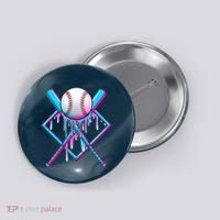 Cool Cute Neon Paint Baseball Bat Ball Diamond Button thumb 0