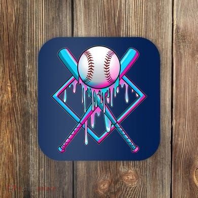 Cool Cute Neon Paint Baseball Bat Ball Diamond Coaster
