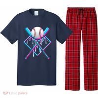 Cool Cute Neon Paint Baseball Bat Ball Diamond Pajama Set thumb 0