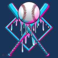 Cool Cute Neon Paint Baseball Bat Ball Diamond Women's Hoodie thumb 2