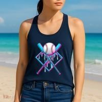 Cool Cute Neon Paint Baseball Bat Ball Diamond Women's Tank Top thumb 2