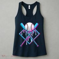 Cool Cute Neon Paint Baseball Bat Ball Diamond Women's Tank Top thumb 3