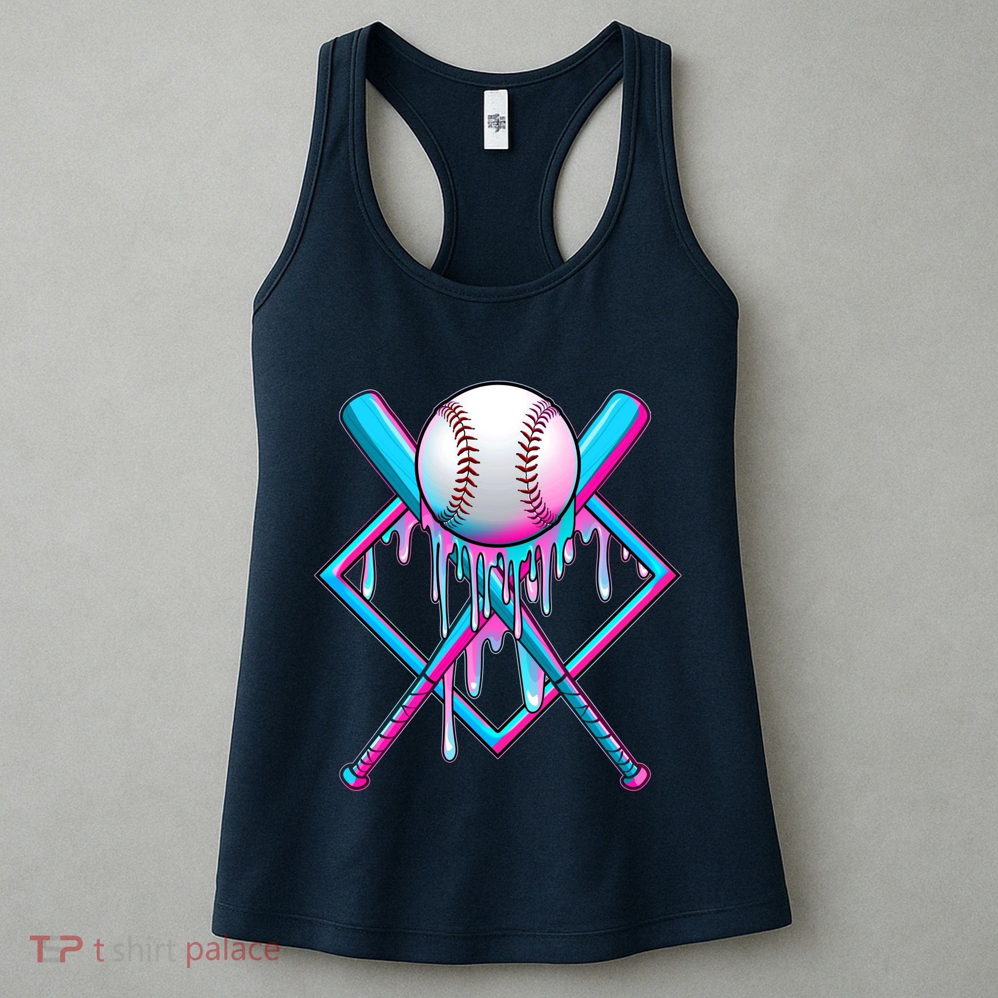 Cool Cute Neon Paint Baseball Bat Ball Diamond Women's Tank Top