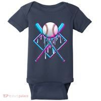 Cool Cute Neon Paint Baseball Bat Ball Diamond Baby Bodysuit thumb 0