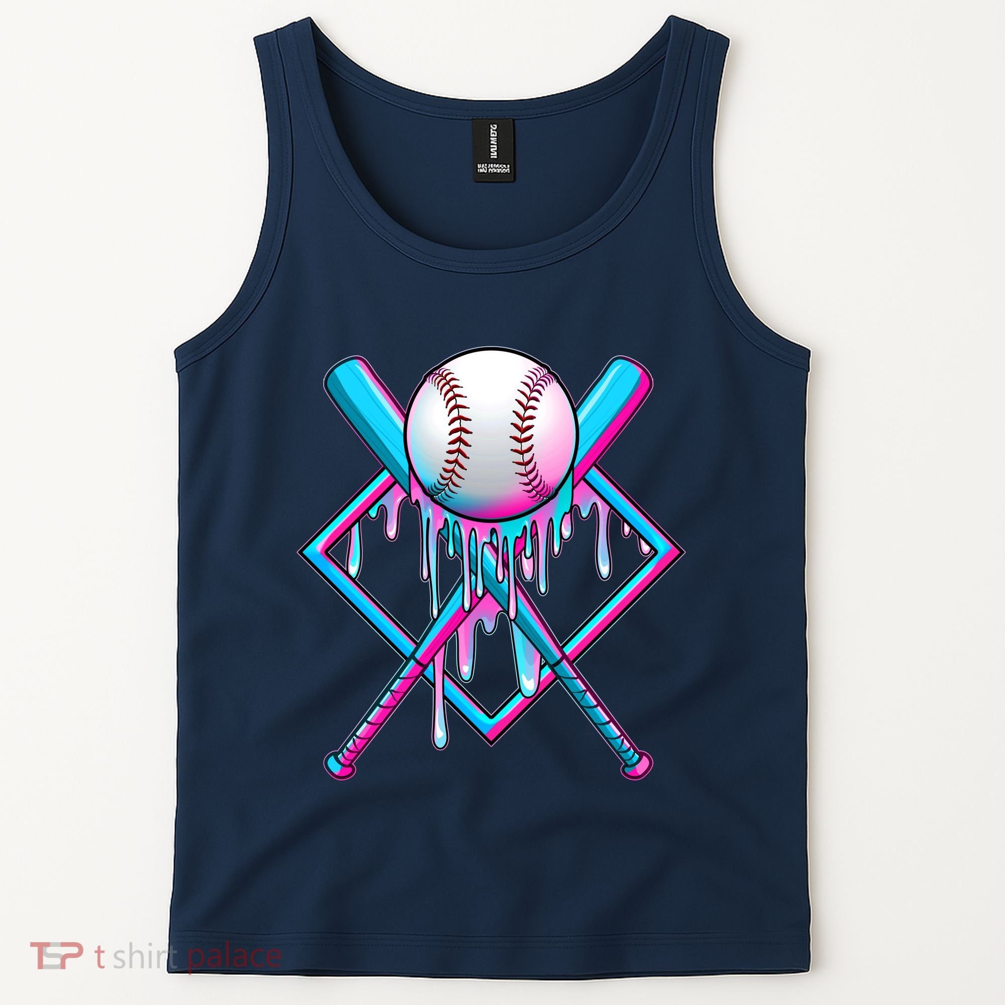 Cool Cute Neon Paint Baseball Bat Ball Diamond Tank Top