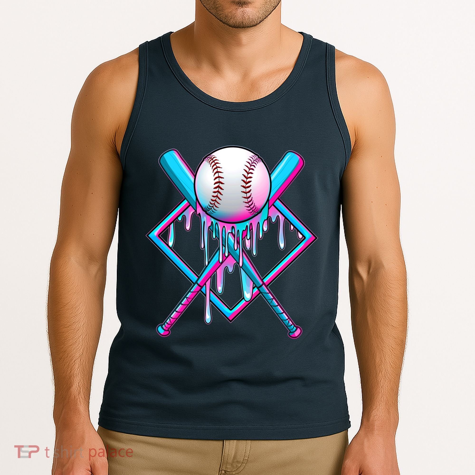 Cool Cute Neon Paint Baseball Bat Ball Diamond Tank Top