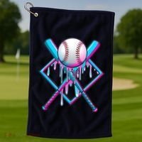 Cool Cute Neon Paint Baseball Bat Ball Diamond Golf Towel thumb 1