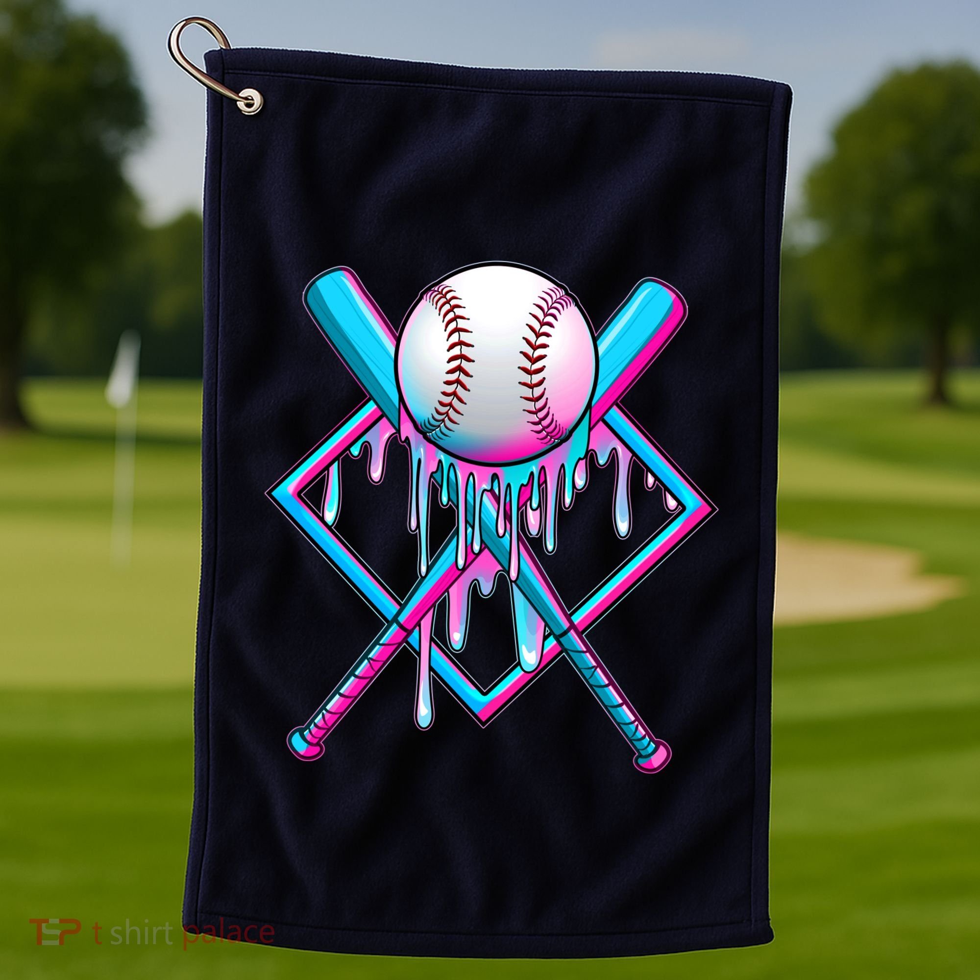 Cool Cute Neon Paint Baseball Bat Ball Diamond Golf Towel