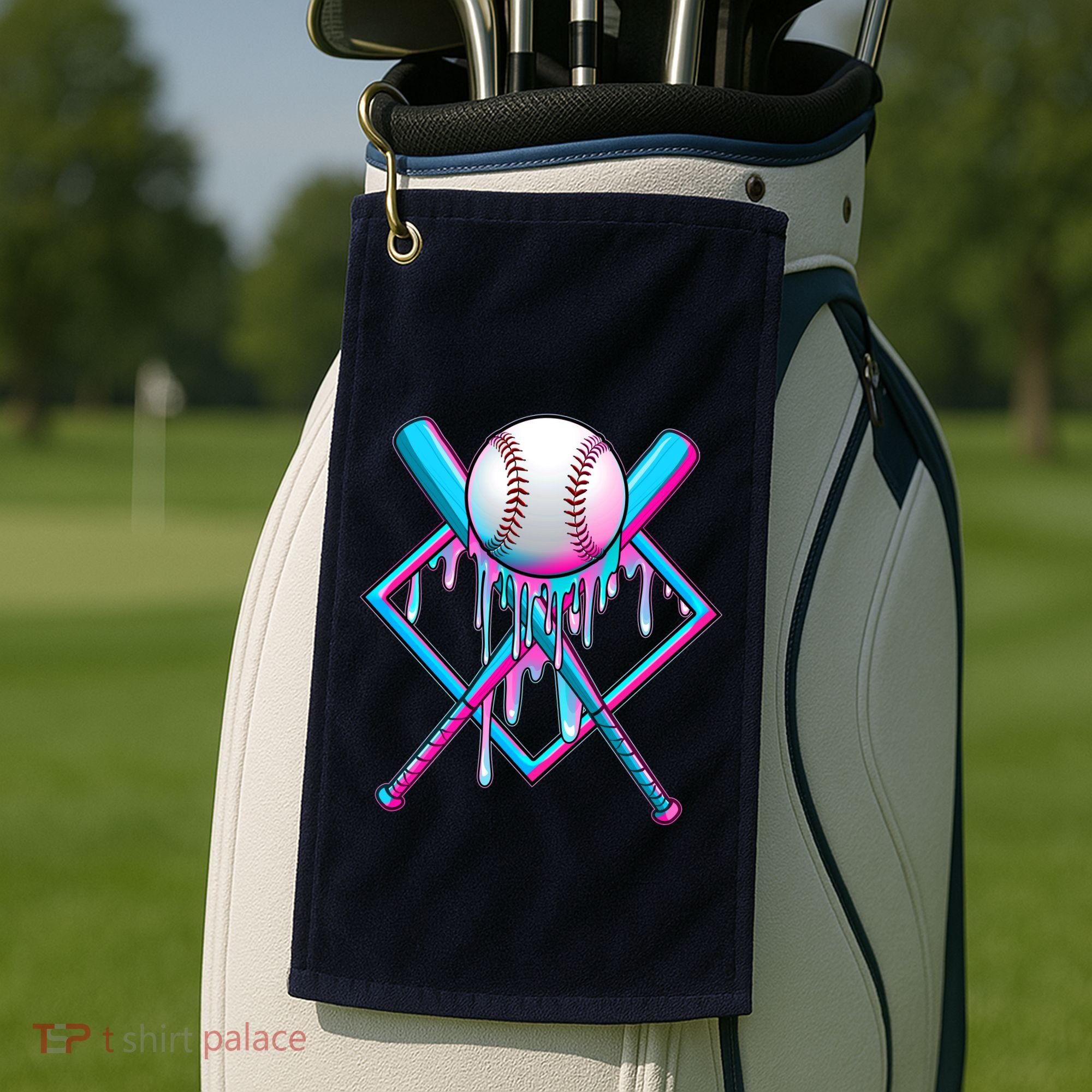 Cool Cute Neon Paint Baseball Bat Ball Diamond Golf Towel