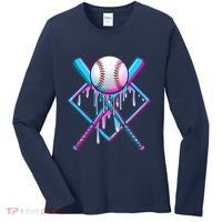 Cool Cute Neon Paint Baseball Bat Ball Diamond Women's Long Sleeve Shirt thumb 0