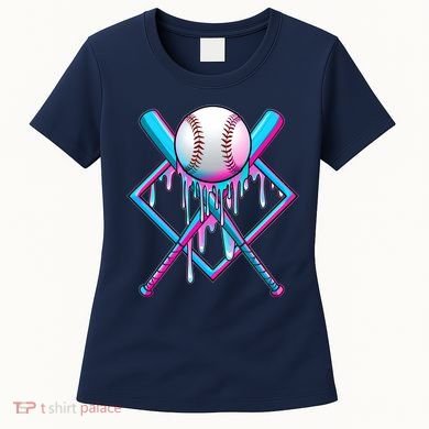 Cool Cute Neon Paint Baseball Bat Ball Diamond Women's T-Shirt
