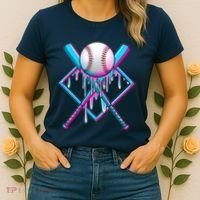 Cool Cute Neon Paint Baseball Bat Ball Diamond Women's T-Shirt thumb 2