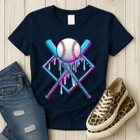 Cool Cute Neon Paint Baseball Bat Ball Diamond Women's T-Shirt thumb 3