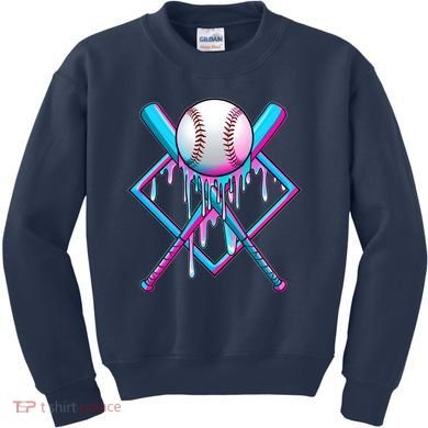Cool Cute Neon Paint Baseball Bat Ball Diamond Kids Sweatshirt
