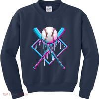 Cool Cute Neon Paint Baseball Bat Ball Diamond Kids Sweatshirt thumb 0