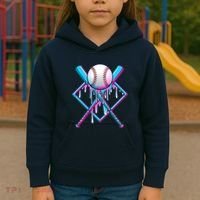 Cool Cute Neon Paint Baseball Bat Ball Diamond Kids Hoodie thumb 3