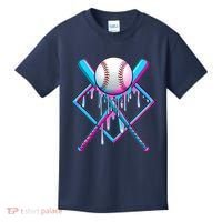 Cool Cute Neon Paint Baseball Bat Ball Diamond Kids T-Shirt thumb 0