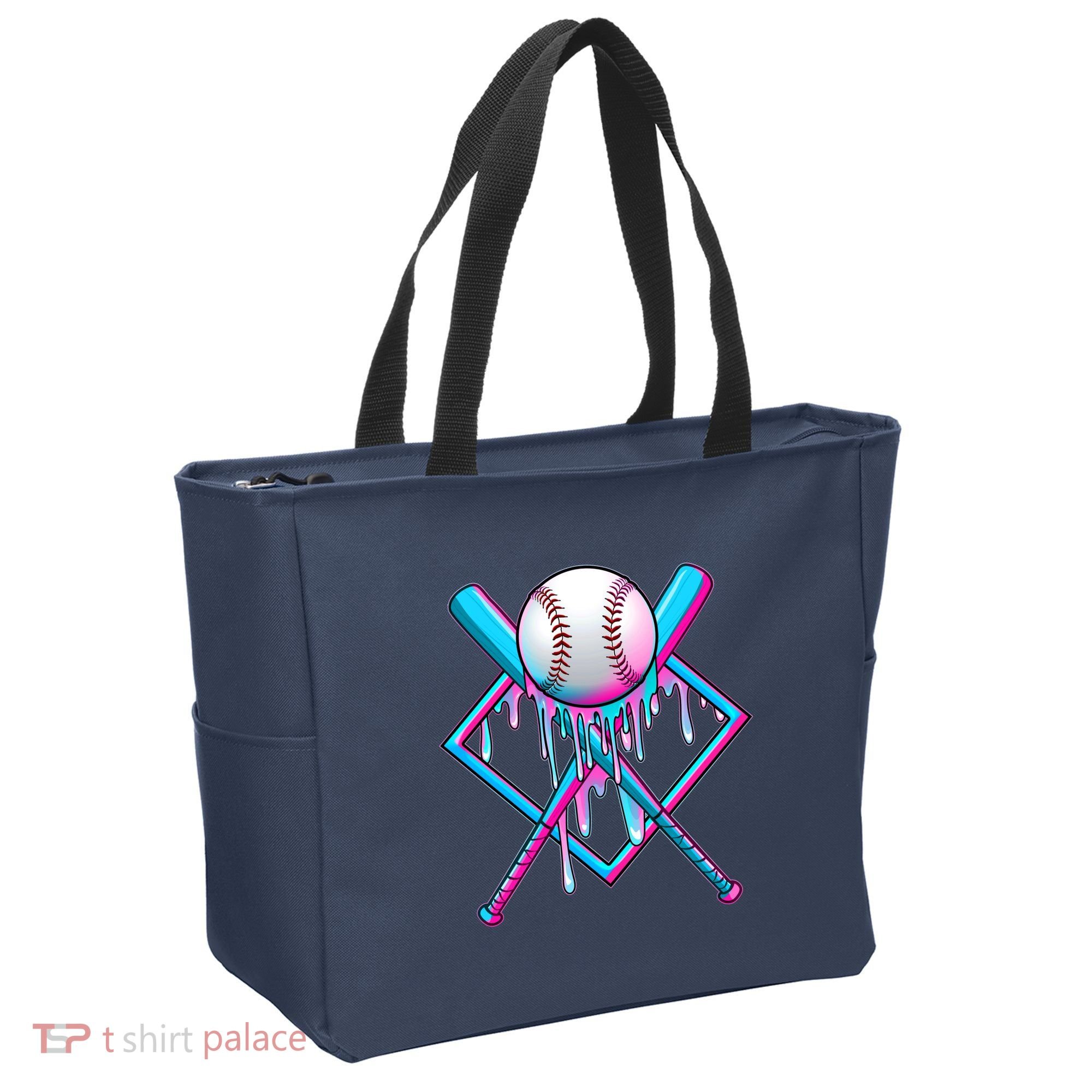 Cool Cute Neon Paint Baseball Bat Ball Diamond Tote Bag