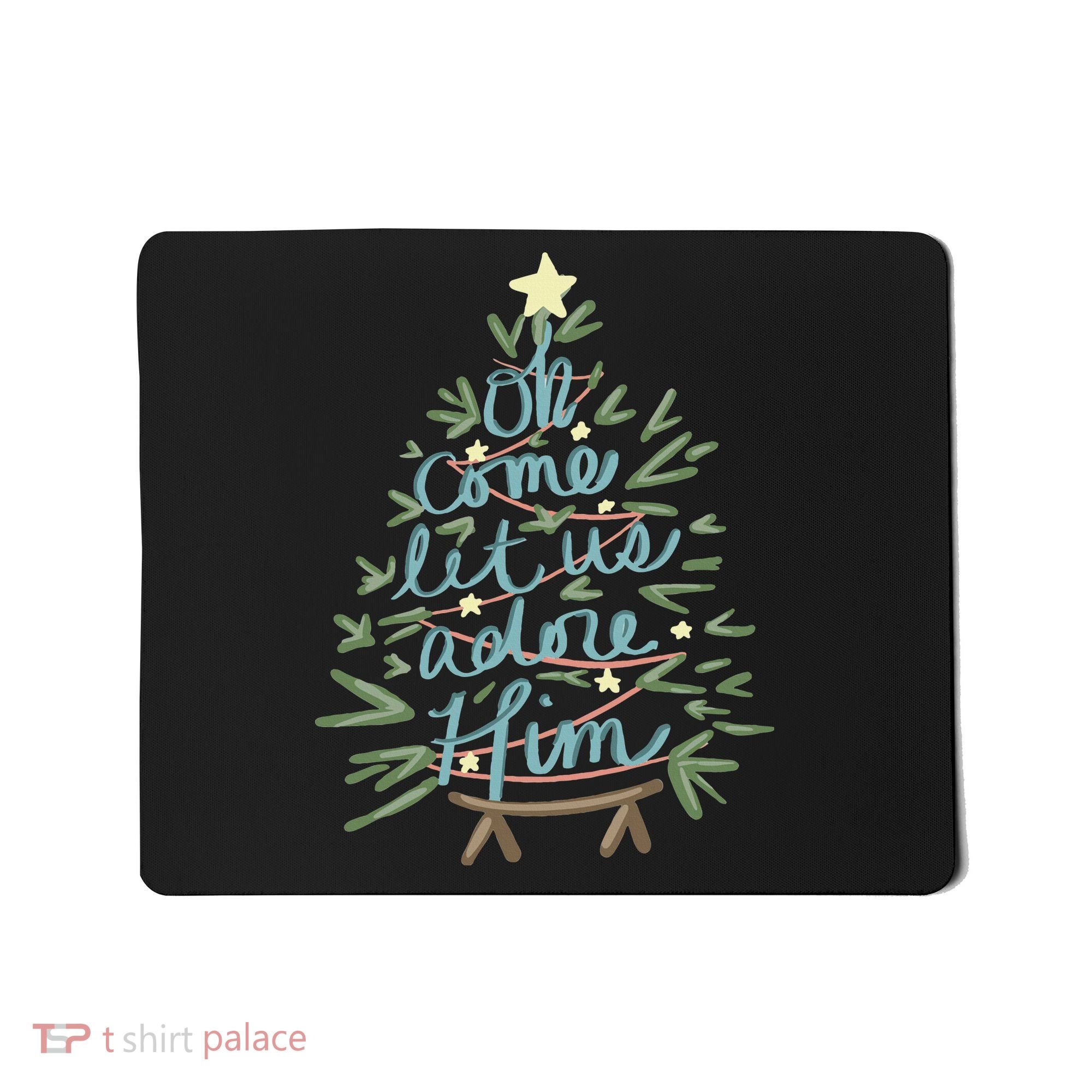 Christian Christ Nativity Christmas Oh Come Let Us Adore Him Mousepad
