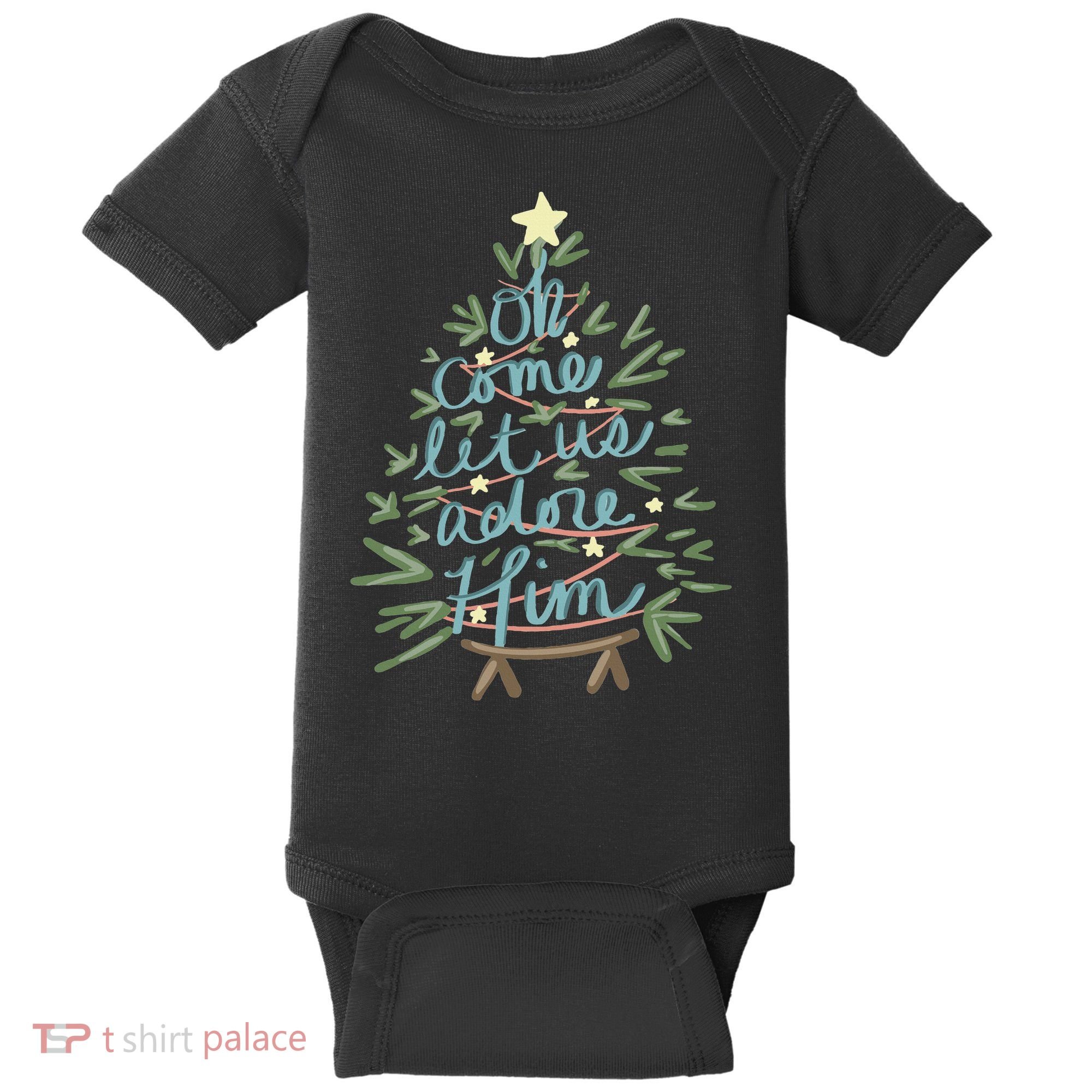 Christian Christ Nativity Christmas Oh Come Let Us Adore Him Baby Bodysuit