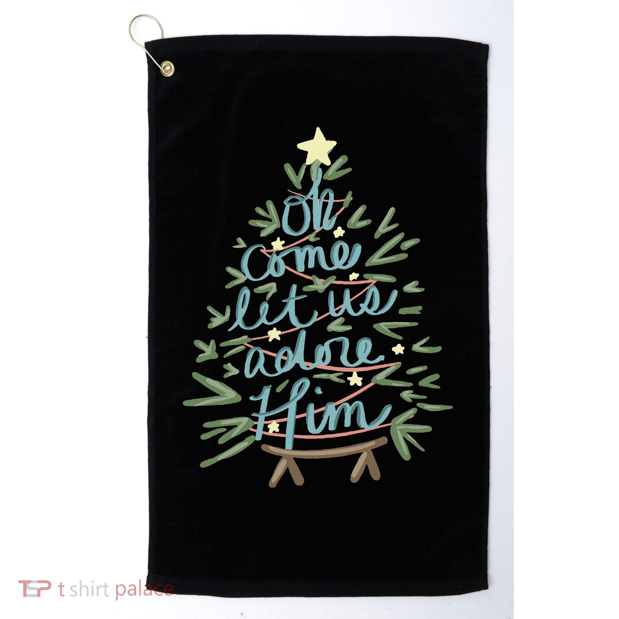 Christian Christ Nativity Christmas Oh Come Let Us Adore Him Golf Towel