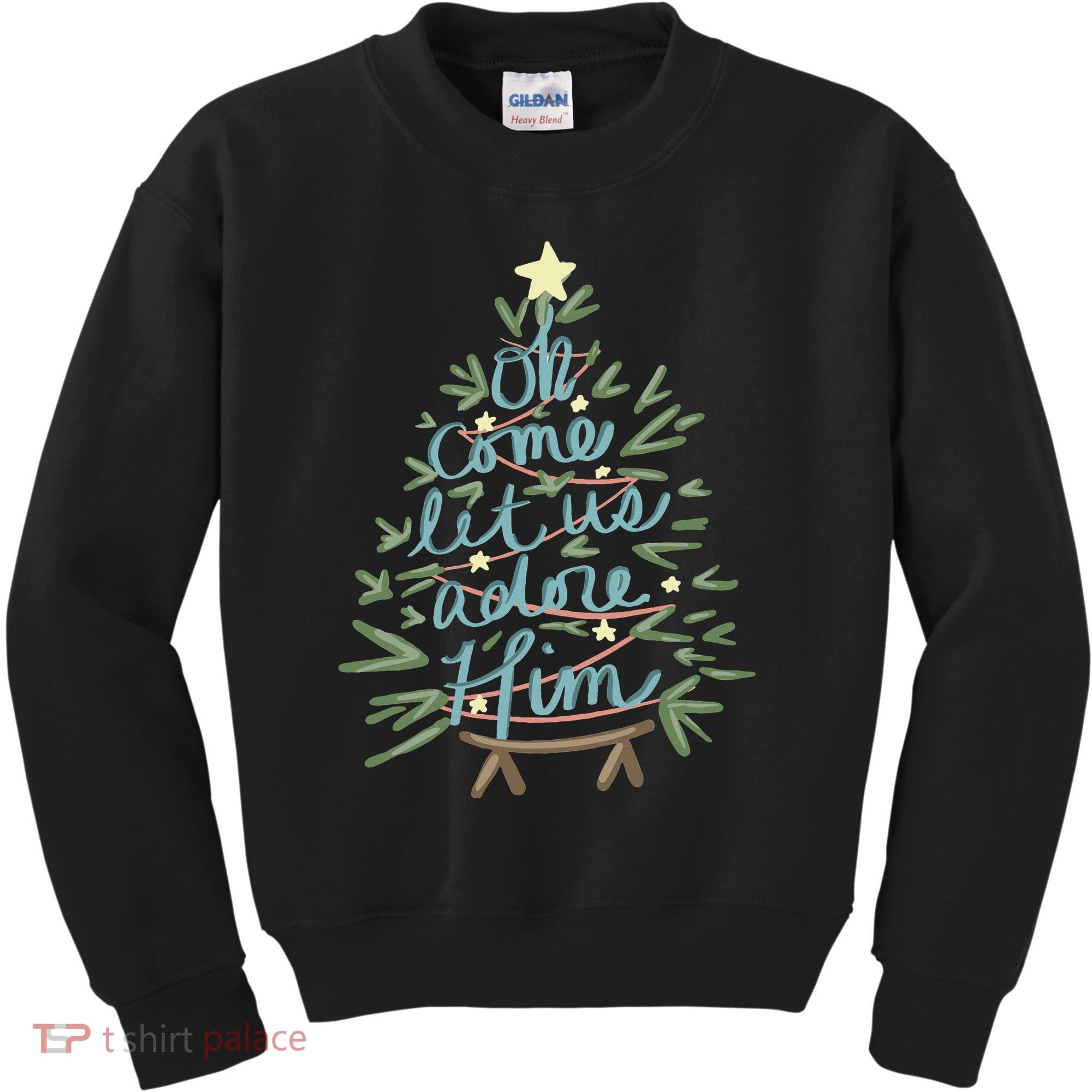 Christian Christ Nativity Christmas Oh Come Let Us Adore Him Kids Sweatshirt