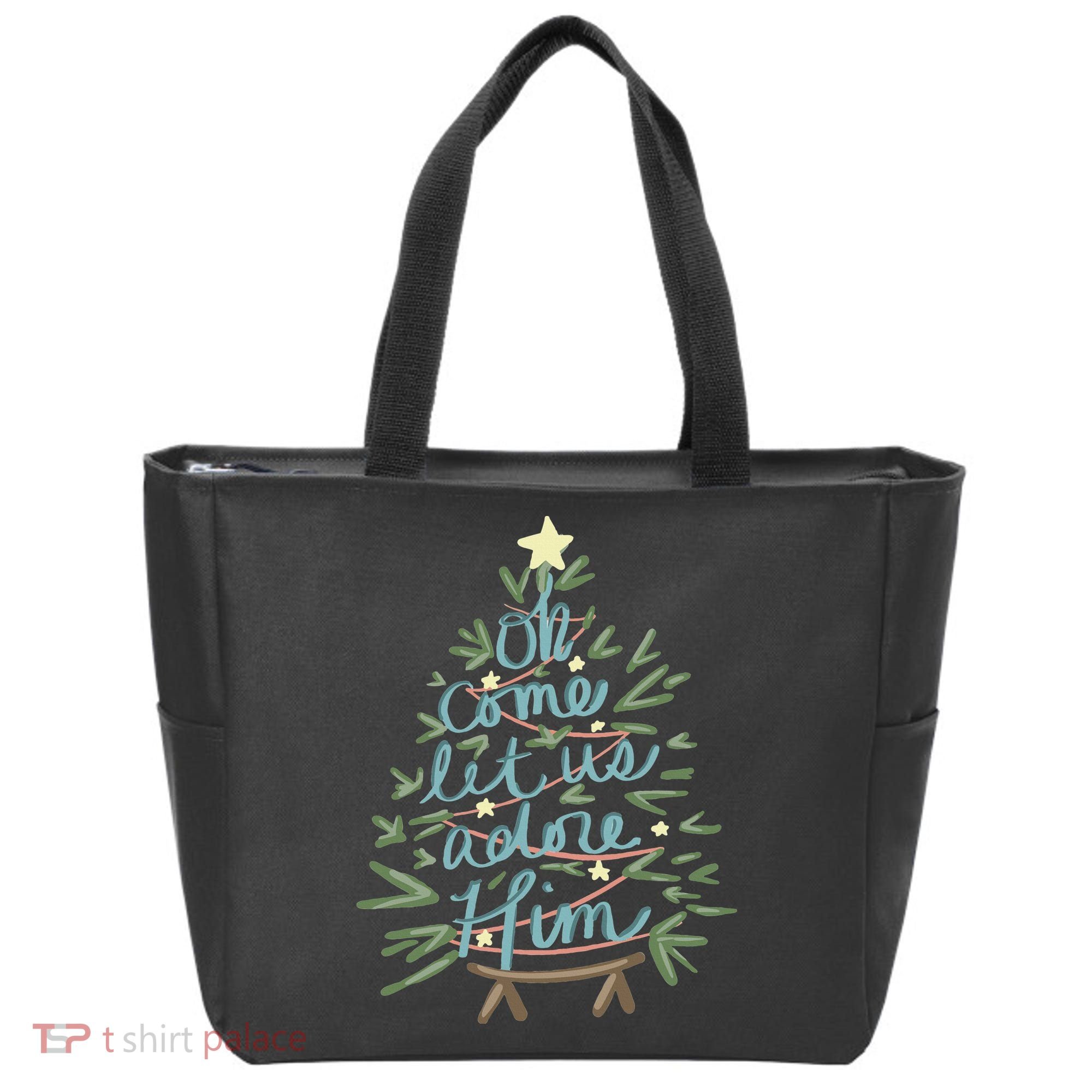 Christian Christ Nativity Christmas Oh Come Let Us Adore Him Tote Bag