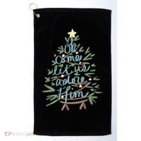 Christian Christ Nativity Christmas Oh Come Let Us Adore Him Great Gift Golf Towel thumb 0