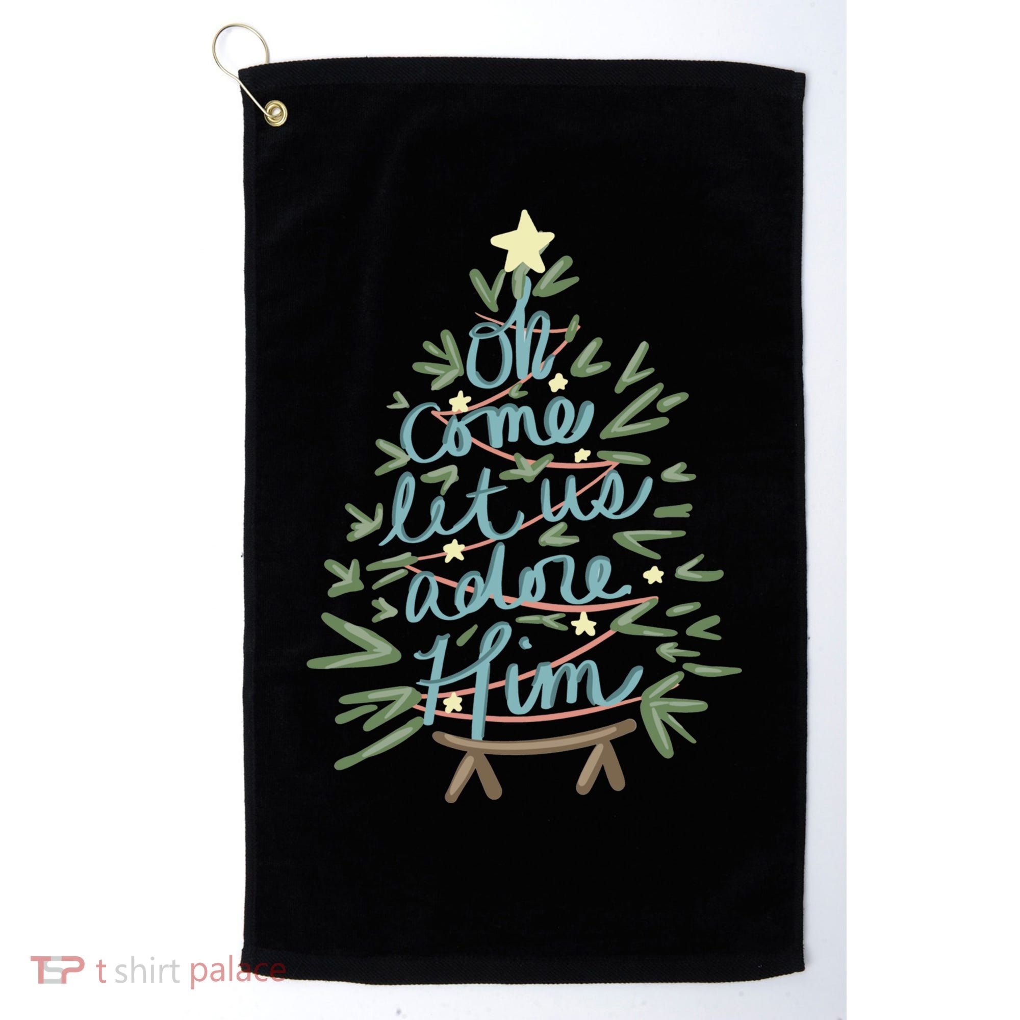 Christian Christ Nativity Christmas Oh Come Let Us Adore Him Great Gift Golf Towel